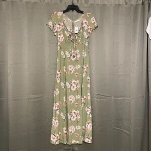 Small Green Cottagecore Floral Versona maxi dress NWT!